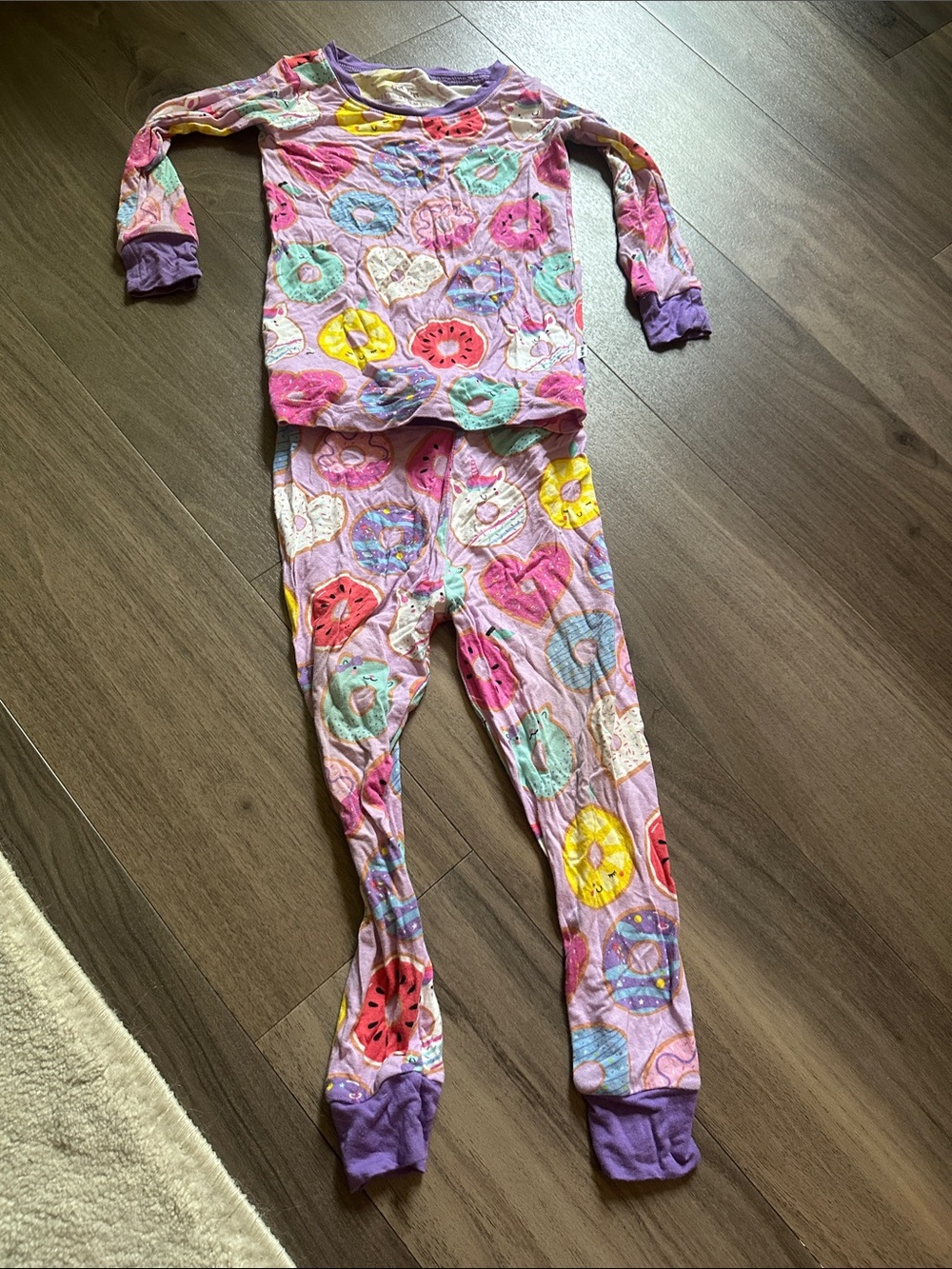 Girls' Pink Donut Print Long Sleeve Pajama Set